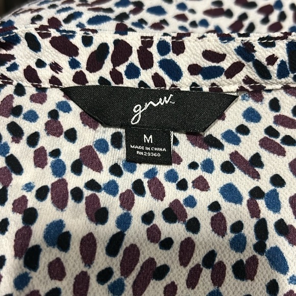 GNW Women’s Collarless 1/2 Zip Long Sleeve Multi Colored Speckled Blouse Medium - Picture 8 of 9